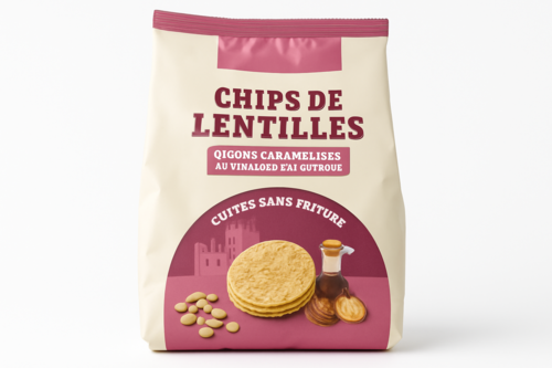 Chips de Lentilles Oignons Caramélisés au Vinaigre Balsamique