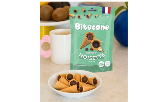 Mini cônes fourrés au chocolat noisette 100g